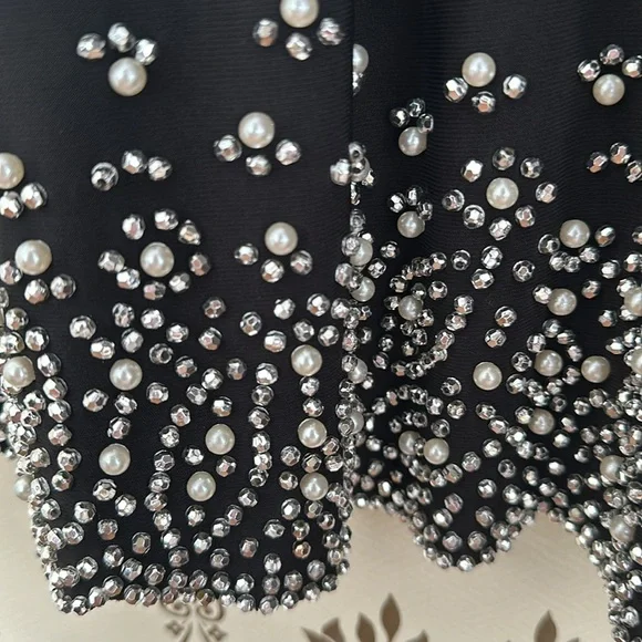 NWT MSK Sleeveless Beaded Black Shift Cocktail Dress M Evening Stretch - Picture 4 of 8